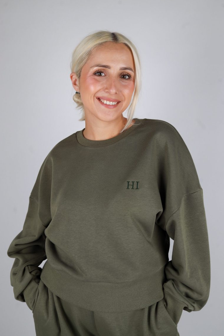 HI cropped gornji dio bez kapuljače-Maslinasto zelena