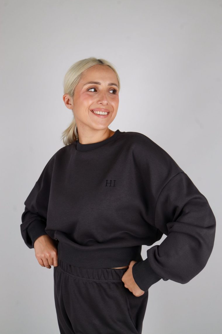 HI cropped gornji dio bez kapuljače- Tamno siva