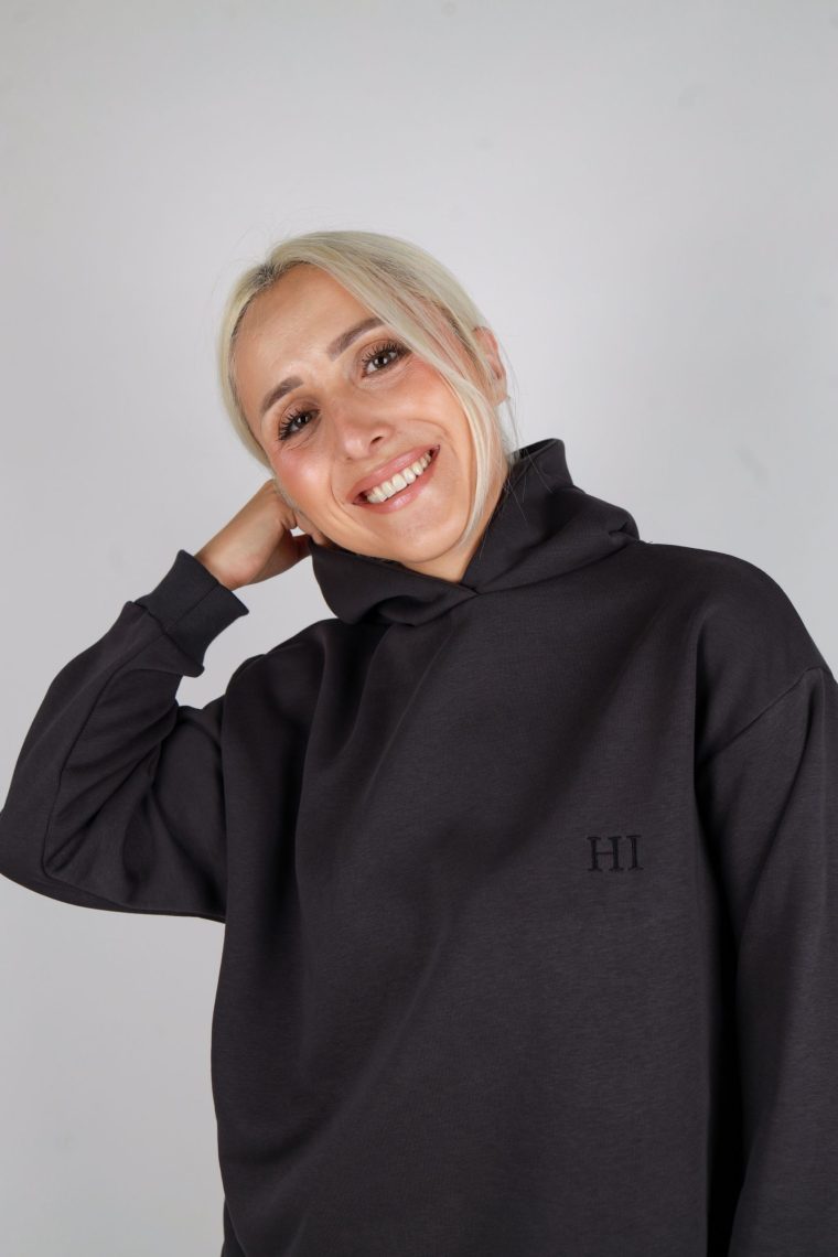 HI cropped gornji dio sa kapuljačom- Tamno siva