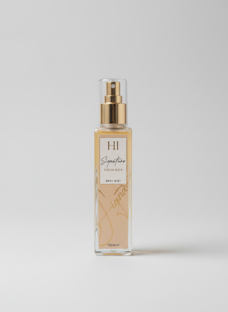 HI Signature shimmer body mist