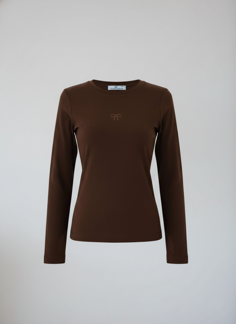 Signature majica dugi rukav - Smeđa