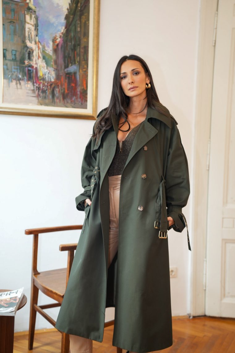 Trench mantil -Maslinasto zelena