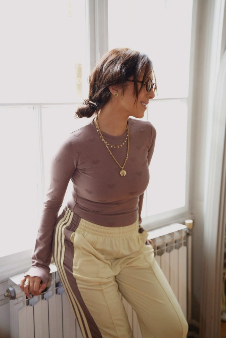 Majica heart dugi rukav - Mauve