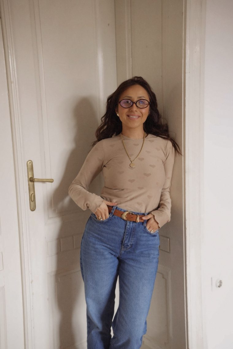 Majica heart dugi rukav - Bež