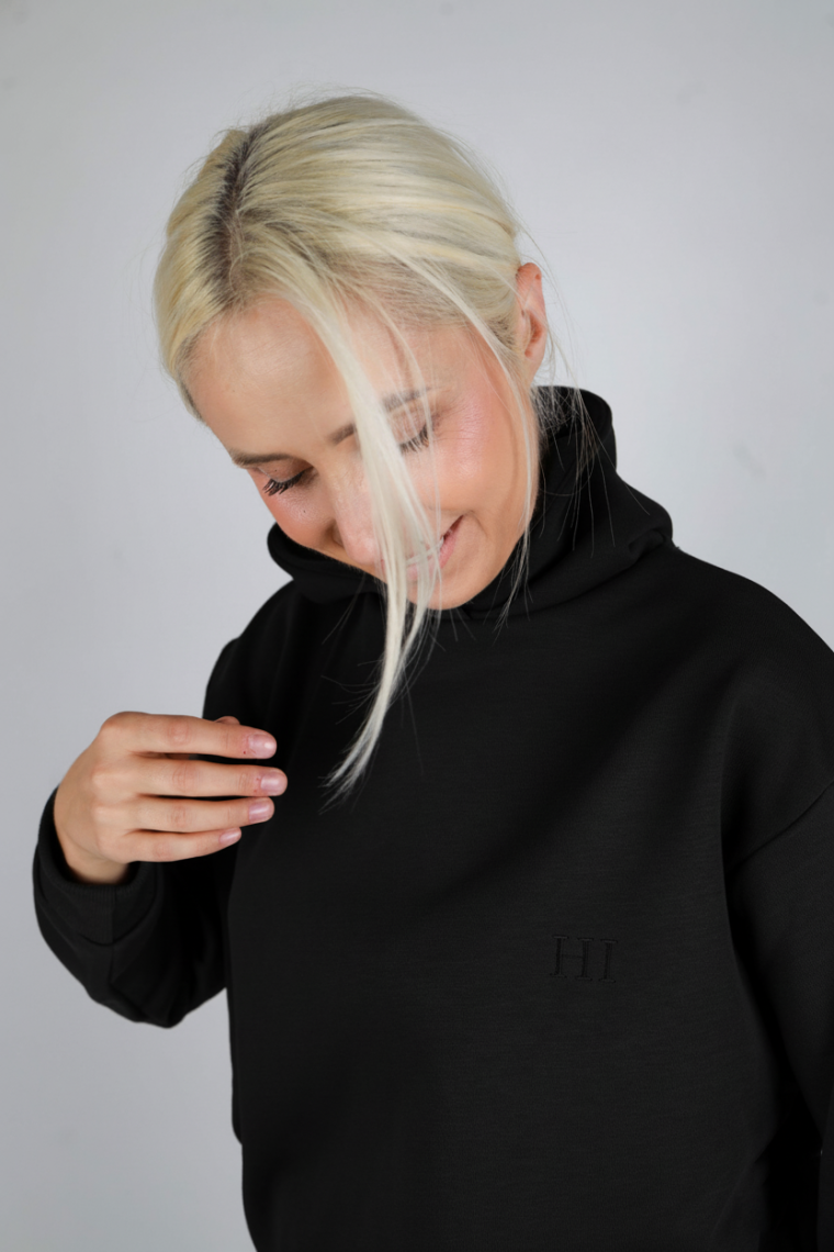 HI cropped gornji dio sa kapuljačom-Crna
