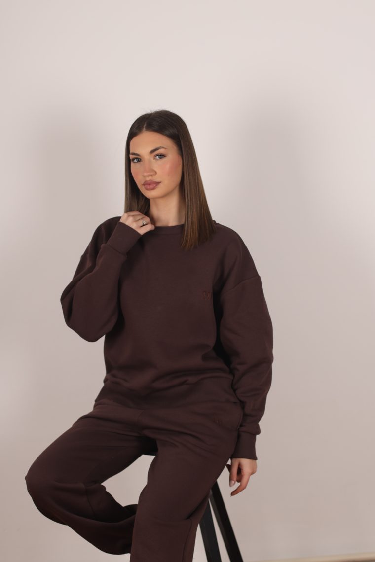 HI termo trenerka gornji dio bez kapuljače - Smeđa