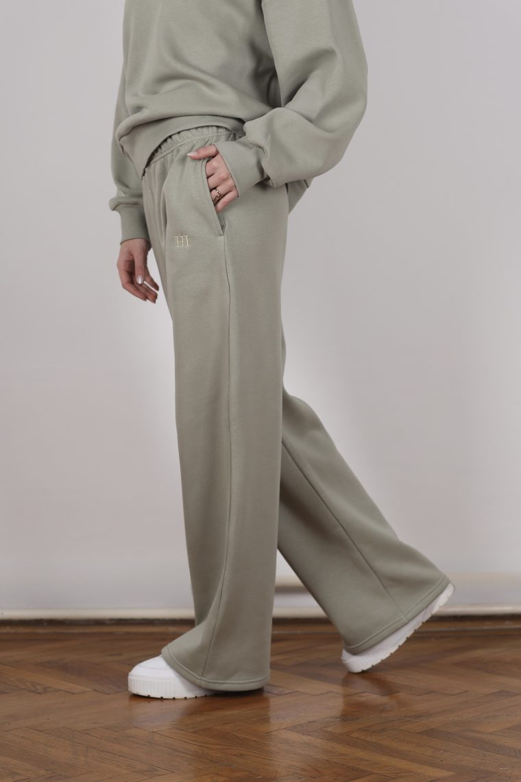 HI termo trenerka donji dio široka nogavica - Sage zelena