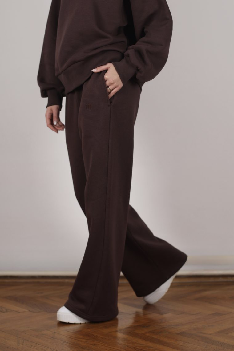 HI termo trenerka donji dio široka nogavica - Smeđa